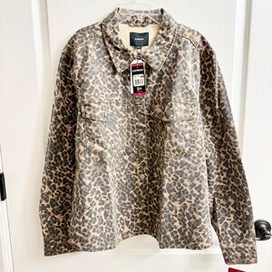 Express Women's Leopard Print Jean Jacket